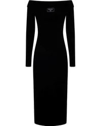 Balmain - Ls Double Collar Knit Zipped Midi Dress - Lyst