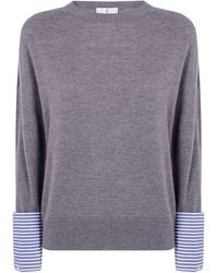 Whyci - Sweater Striped Cuff "Round Neck" - Lyst