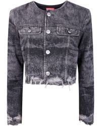 DIESEL - Giacca Denim Con Bordi Sfrangiati - Lyst