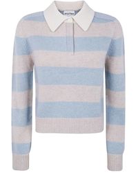 Kujten - 'Royce Stripe' Striped Sweater With Shirt-Style Collar - Lyst