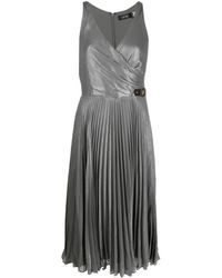 Lauren by Ralph Lauren - Metallic Pleated Midi Dress - Lyst