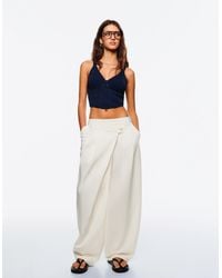 Bershka - Tailored Pants With Crossover Waistband - Lyst