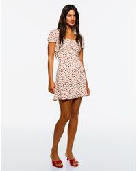 Bershka - Printed Waffle-Knit Mini Dress - Lyst