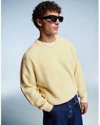 Bershka - Purl Knit Wool Blend Sweater - Lyst