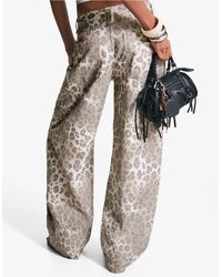 Bershka - Animal Print Barrel Pants - Lyst