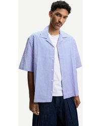 Bershka - Textured Striped Boxy-Fit Short Sleeve Shirt - Lyst
