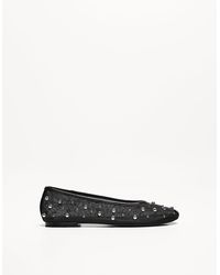 Bershka - Mesh Ballet Flats With Studs - Lyst