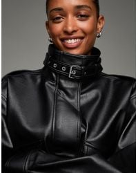 Bershka - Leather Effect Jacket With Pockets - Lyst