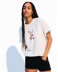 Bershka - Printed Short Sleeve Oversize T-Shirt - Lyst