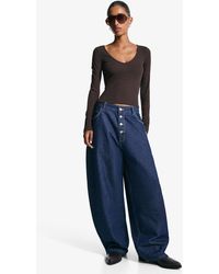 Bershka - Long Sleeve V-Neck T-Shirt - Lyst