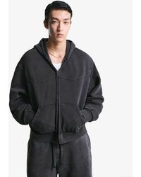 Bershka - Cropped Boxy-Fit Zip-Up Sweatshirt - Lyst