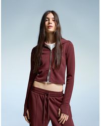 Bershka - Soft Zip-Up Modal Hooded Sweatshirt - Lyst