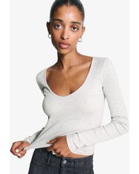 Bershka - Long Sleeve V-Neck T-Shirt - Lyst