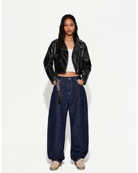 Bershka - Leather Effect Biker Jacket - Lyst