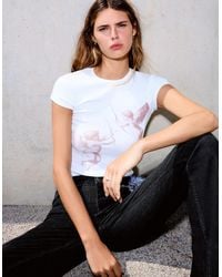 Bershka - Short Sleeve T-Shirt With Print - Lyst