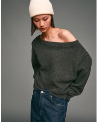 Bershka - Ribbed Sweater With Bardot Neckline - Lyst