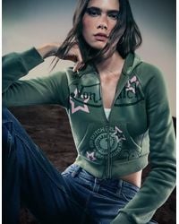 Bershka - Von Dutch Print Zip-Up Sweatshirt - Lyst