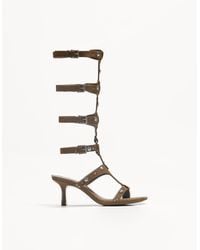 Bershka - Leather High-Heel Knee-High Sandals - Lyst