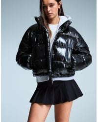 Bershka - Vinyl-Effect Puffer Jacket - Lyst