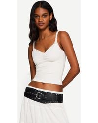 Bershka - Lace Trim Top With Straps - Lyst