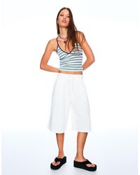 Bershka - Bermuda Jorts With Elastic Waistband - Lyst