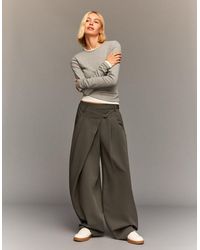 Bershka - Tailored Pants With Crossover Waistband - Lyst