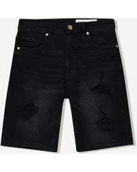 Bershka - Ripped Denim Bermuda Shorts - Lyst