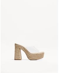 Bershka - Jute And Vinyl Platform High-Heel Sandals - Lyst