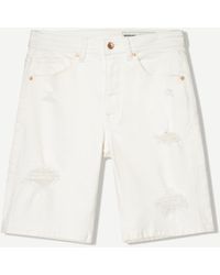 Bershka - Ripped Denim Bermuda Shorts - Lyst