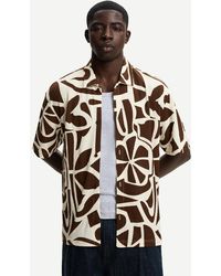 Bershka - Printed Short Sleeve Pleated Shirt - Lyst