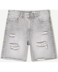 Bershka - Ripped Denim Bermuda Shorts - Lyst
