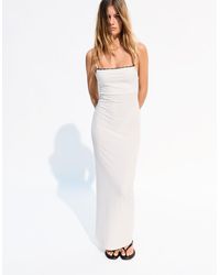 Bershka - Printed Midi Dress With Straps - Lyst