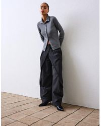 Bershka - Ribbed Hook-And-Eye Jacket - Lyst