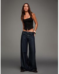 Bershka - Square Neck Top With Hook-And-Eye Clasps - Lyst