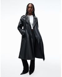 Bershka - Faux Leather Trench Coat - Lyst