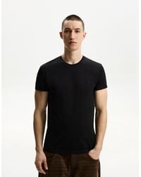 Bershka - Embroidered Short Sleeve Roll-Up T-Shirt - Lyst