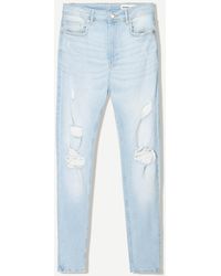 Bershka - Super Skinny Ripped Jeans - Lyst