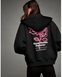 Bershka - Printed Zip-Up Hoodie - Lyst