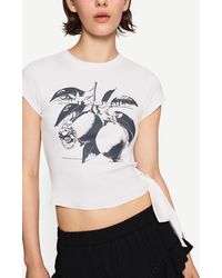 Bershka - Printed Short Sleeve T-Shirt With Knot - Lyst