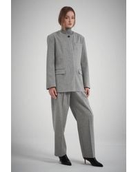MARCÉLA LONDON - Gal Wool Collarless Jacket Pinstripe - Lyst