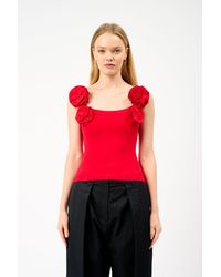 Magda Butrym - Knit Off The Shoulder Top With Flowers - Lyst