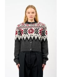 Magda Butrym - Cropped Fair Isle Jacquard-Knit Cashmere Cardigan - Lyst
