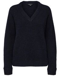 SELECTED V-ausschnitt Pullover - Blau