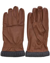 Jack & Jones Fleecefutter Leder Handschuhe - Braun