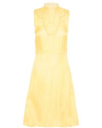 P O S T Y R Sheer Silk Sleeveless Dress - Geel