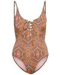 ONLY Tie Detail Swimsuit Dames - Rood