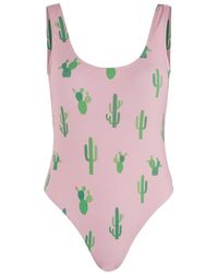 Pieces Bedrukt Badpak - Roze