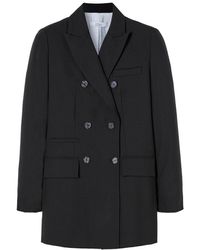 A Line Double-breasted Wool Blazer - Black