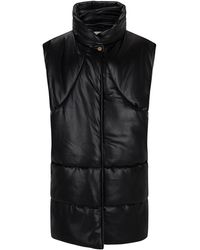 Fassbender Elongated Vegan Leather Puffer Vest - Black