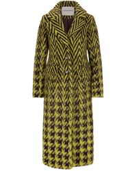 Fassbender Classic Belted Mohair Coat In Brushed Check - Green